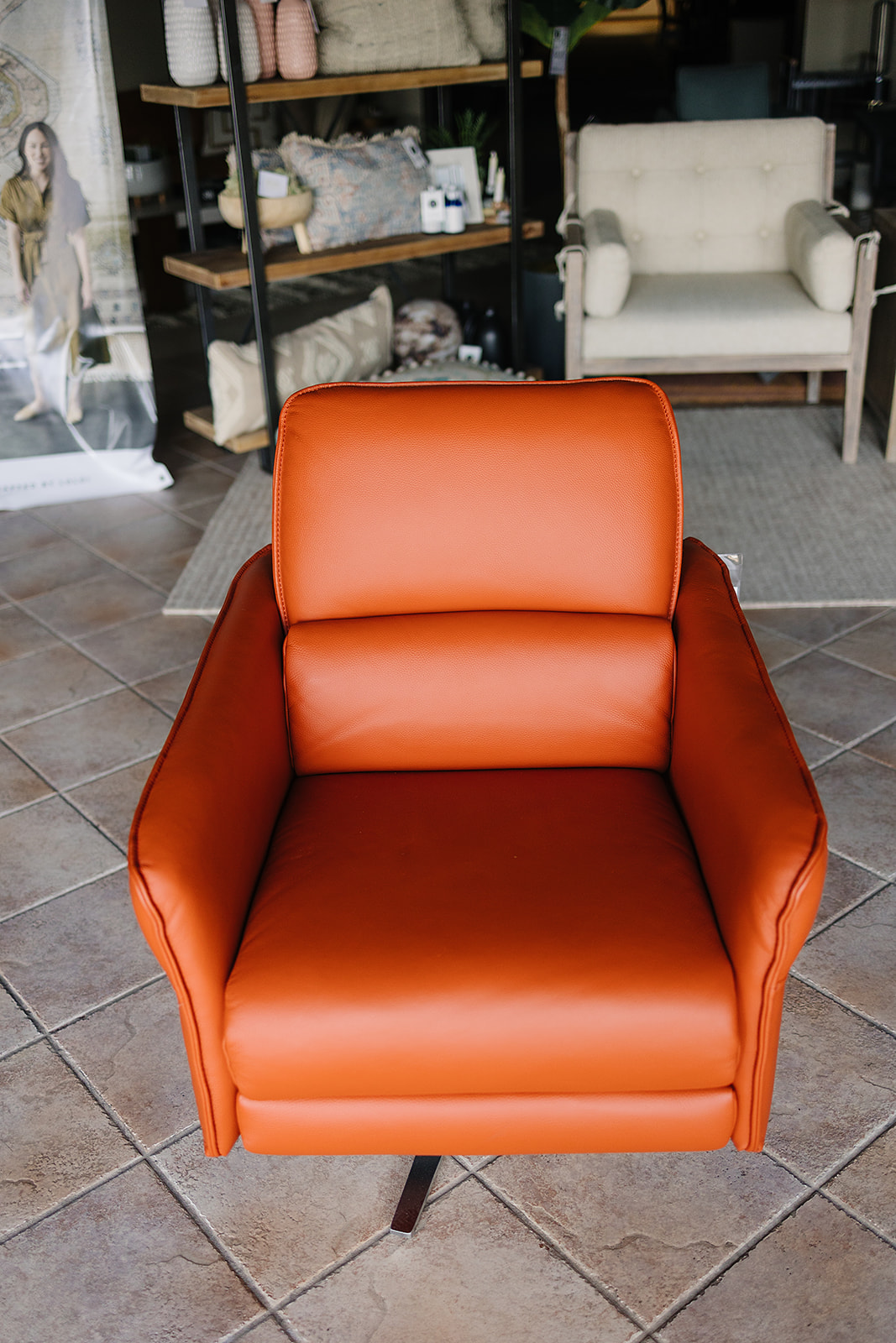 orange leather recliner chair