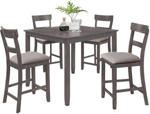 Crown Mark Henderson 5-Piece Gray Counter Height Dining Set