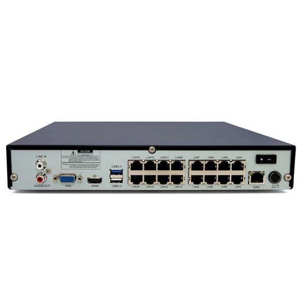 CAV Cam 16 Channel POE NVR W/ 16 POE Ports Records IP Security Cameras up to 4K 1