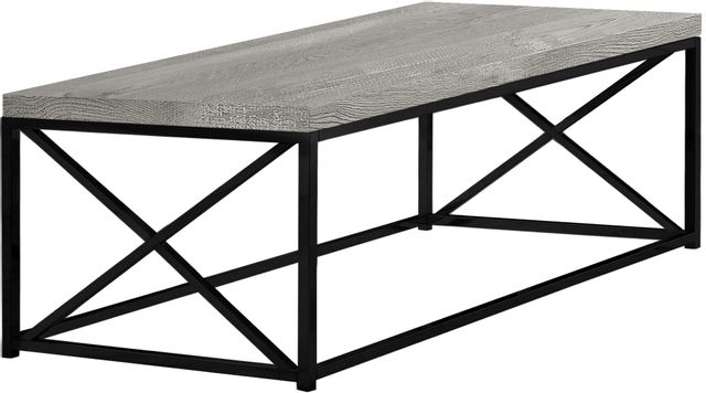 Monarch Specialties Inc. Grey Reclaimed Wood Black Metal Coffee Table-I