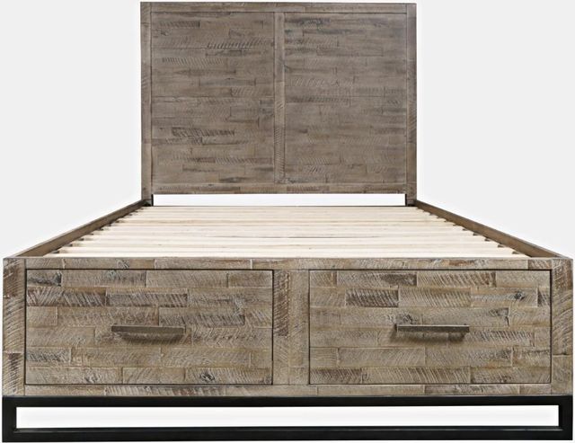 Jofran Inc. East Hampton Distressed Grey Queen Panel Storage Bed  1