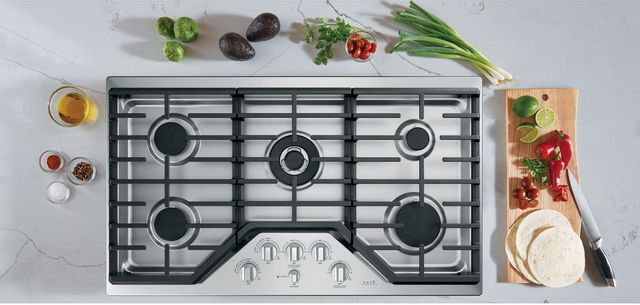 Café™ 36" Stainless Steel / Brushed Stainless Gas Cooktop 4