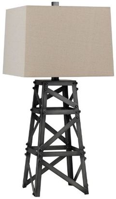 Cal® Lighting & Accessories Tower Iron/Off-White Table Lamp