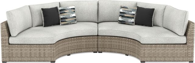 Signature Design by Ashley® Calworth 4-Piece Beige Outdoor Sectional Set with Ottoman-1