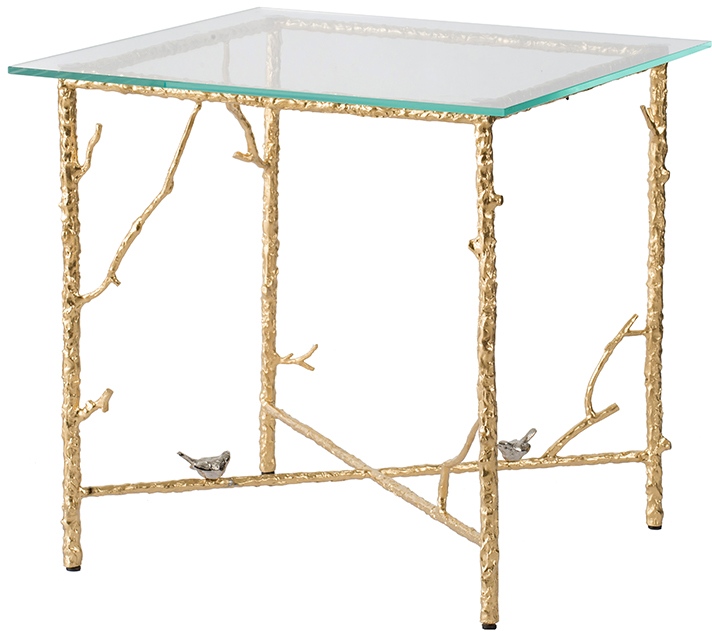 A & B Home Gold Glass Top End Table