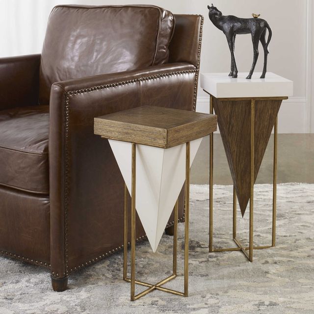 Uttermost® Kanos Set of 2 White and Walnut Accent Table 2