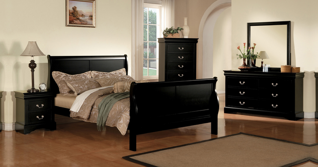ACME Furniture Louis Philippe III Black Queen Sleigh Bed 1