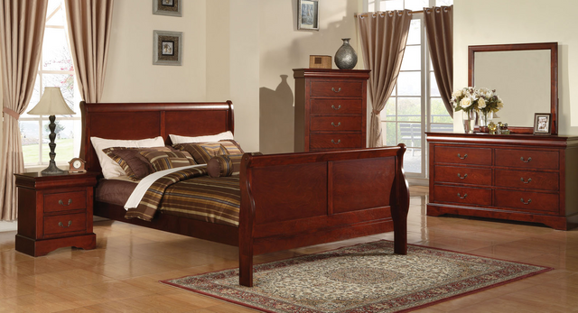 ACME Furniture Louis Philippe III Cherry Queen Sleigh Bed 1