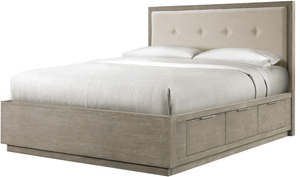 Riverside Furniture Zoey Queen Urban Gray Low Upholstered Storage Bed