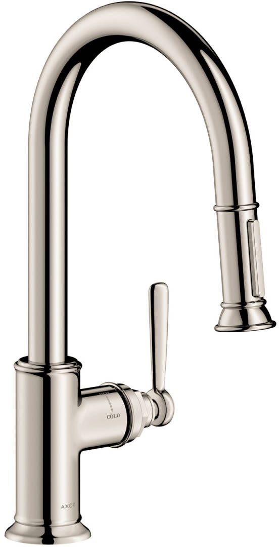 AXOR Montreux Polished Nickel HighArc Kitchen Faucet 2-Spray Pull-Down, 1.75 GPM-0