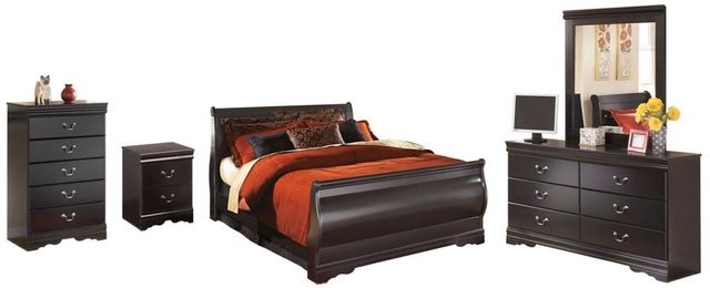 Signature Design by Ashley® Huey Vineyard 4-Piece Black Queen Sleigh Bed Set-0