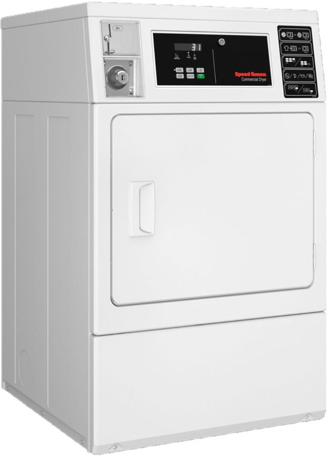 Speed Queen® Commercial 7.0 Cu. Ft. White Coin Drop Front Load Electric Dryer 1