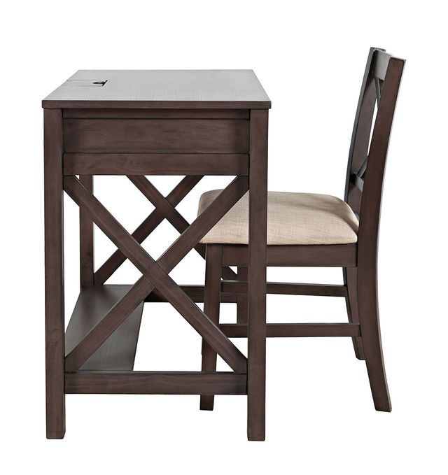 Jofran Hobson Grey Power Desk and Chair Set-3