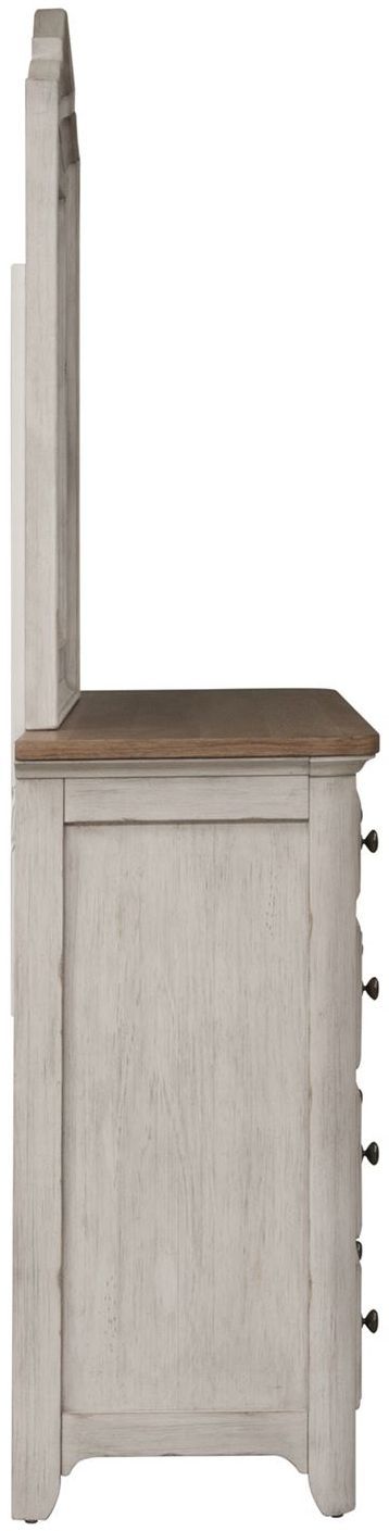 Liberty Furniture Farmhouse Reimagined Antique White Chestnut Dresser & Mirror 1