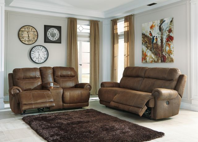 Signature Design by Ashley® Austere Brown Double Reclining Loveseat 6