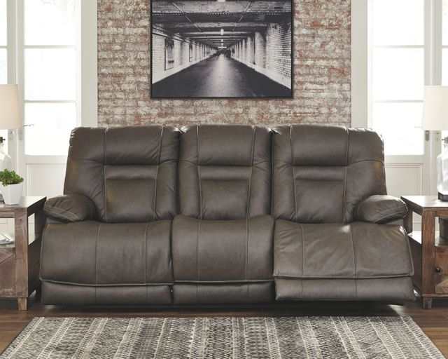 Signature Design by Ashley® Wurstrow Umber Power Reclining Sofa with Adjustable Headrest 14