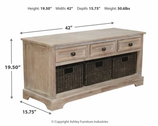 Signature Design by Ashley® Oslember Light Brown Storage Bench 2
