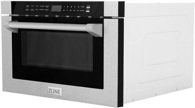 ZLINE 24 in. 1.2 Cu. ft. Black Stainless Steel Built-in Microwave Drawer with A Traditional Handle (MWD-1-BS-H)