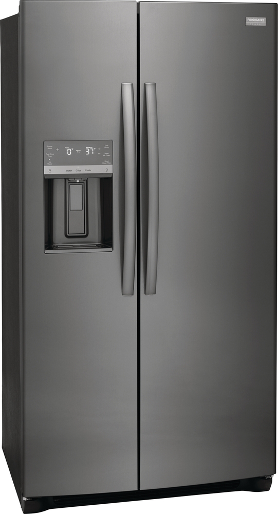 side by side black stainless refrigerator