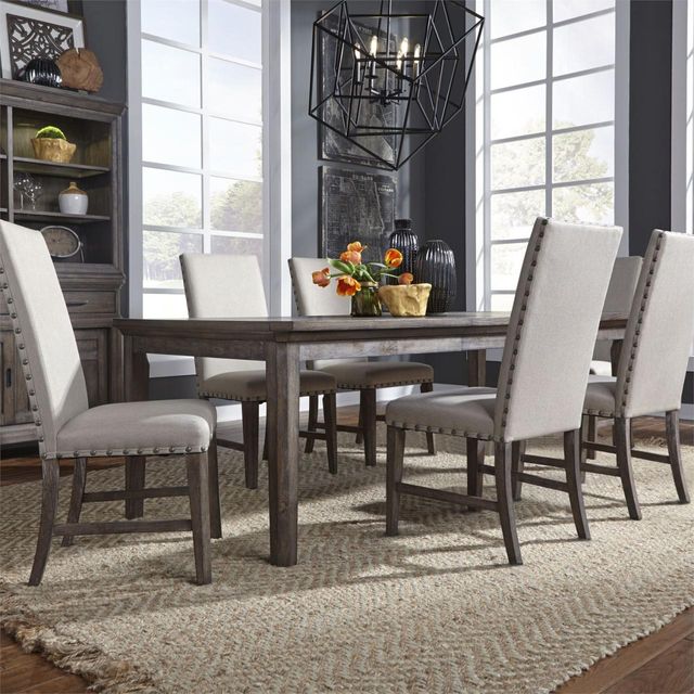 Liberty Furniture Artisan Prairie 7-Piece Aged Oak Rectangular Table Set 0