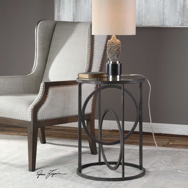 Uttermost® Lucien Glass Top Accent Table with Aged Black Base-3