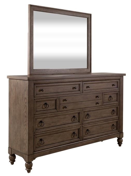 Liberty Furniture Americana Farmhouse Dusty Taupe Dresser and Mirror-0
