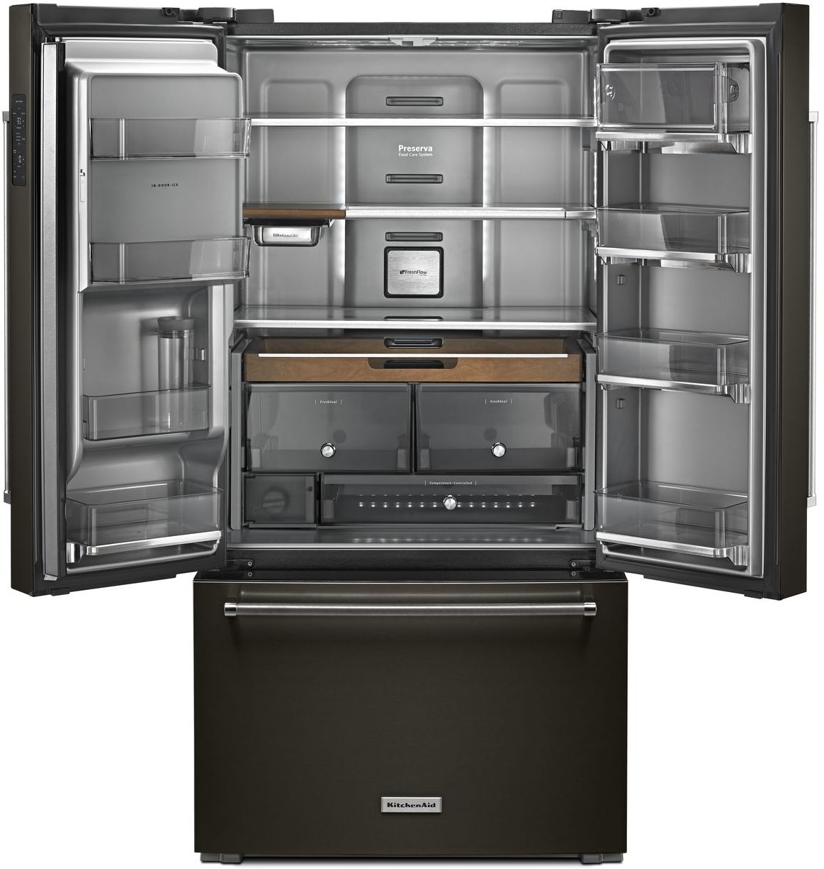 kitchenaid black stainless 5 door refrigerator