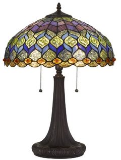 Cal® Lighting & Accessories Tiffany Multi-Colored Table Lamp