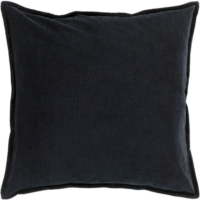 Surya Cotton Velvet Black 20"x20" Pillow Shell with Polyester Insert-0