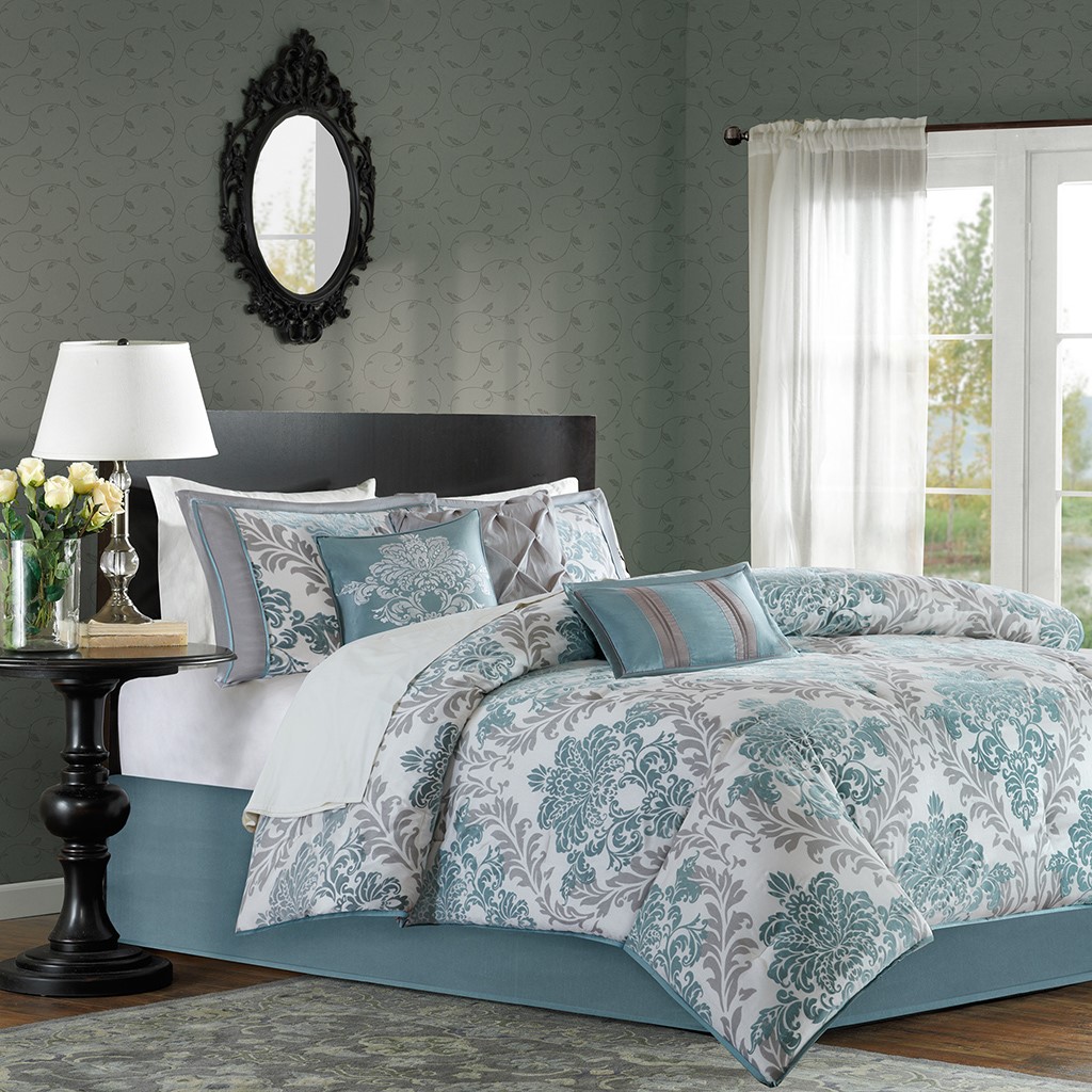 Olliix By Madison Park Bella 7 Piece Aqua King Comforter Set 