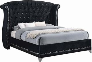 Coaster® Barzini Black and Chrome Queen Upholstered Bed