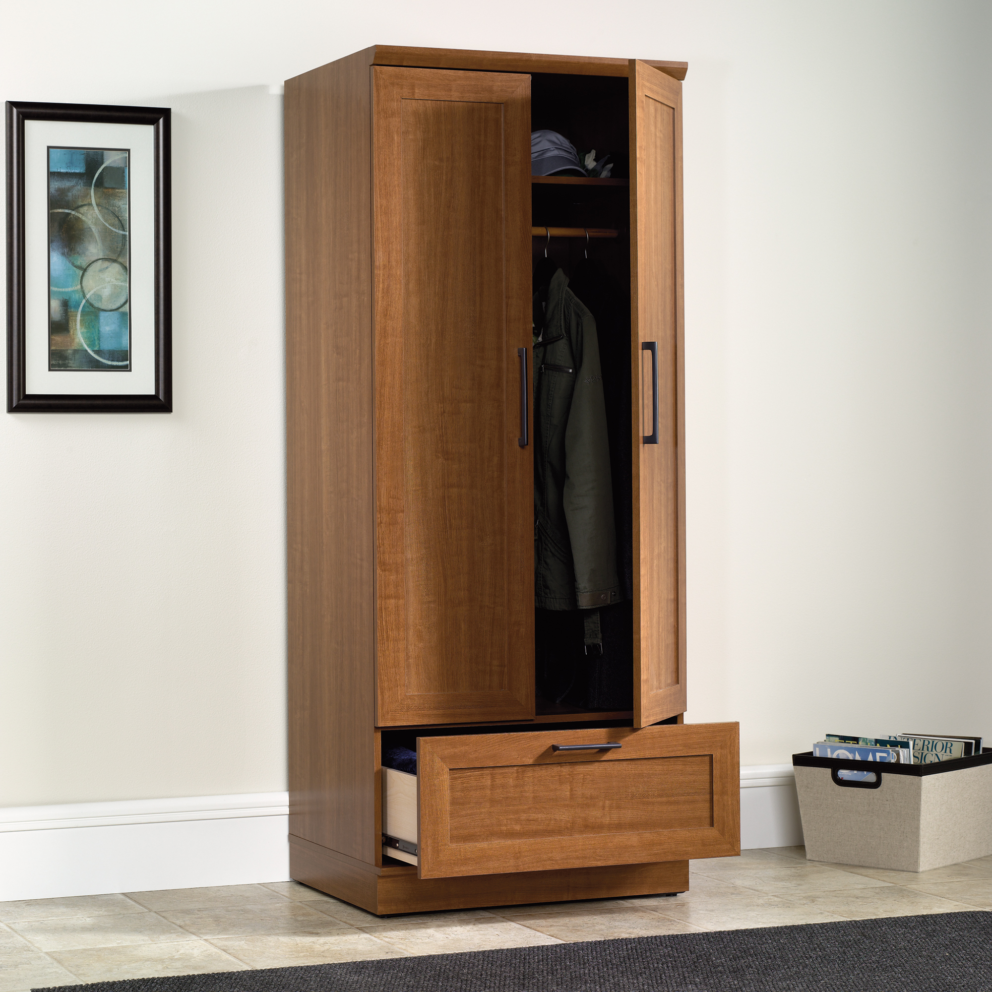 Sauder Homeplus Wardrobe/Stroage Cabinet Sienna Oak Finish