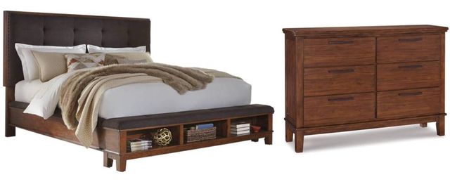 Signature Design by Ashley® Ralene 2-Piece Medium Brown King Upholstered Panel Bed Set