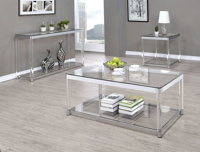 Coaster® Claude Chrome/Clear Sofa Table with Lower Shelf-2