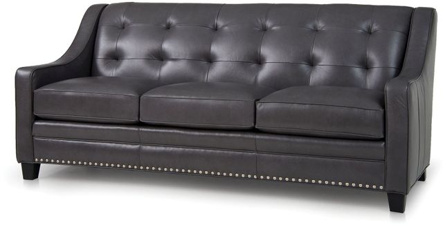 Smith Brothers 203 Collection Black Leather Sofa 1