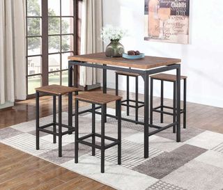 Coaster® 5 Piece Weathered Chestnut And Black Bar Table Set