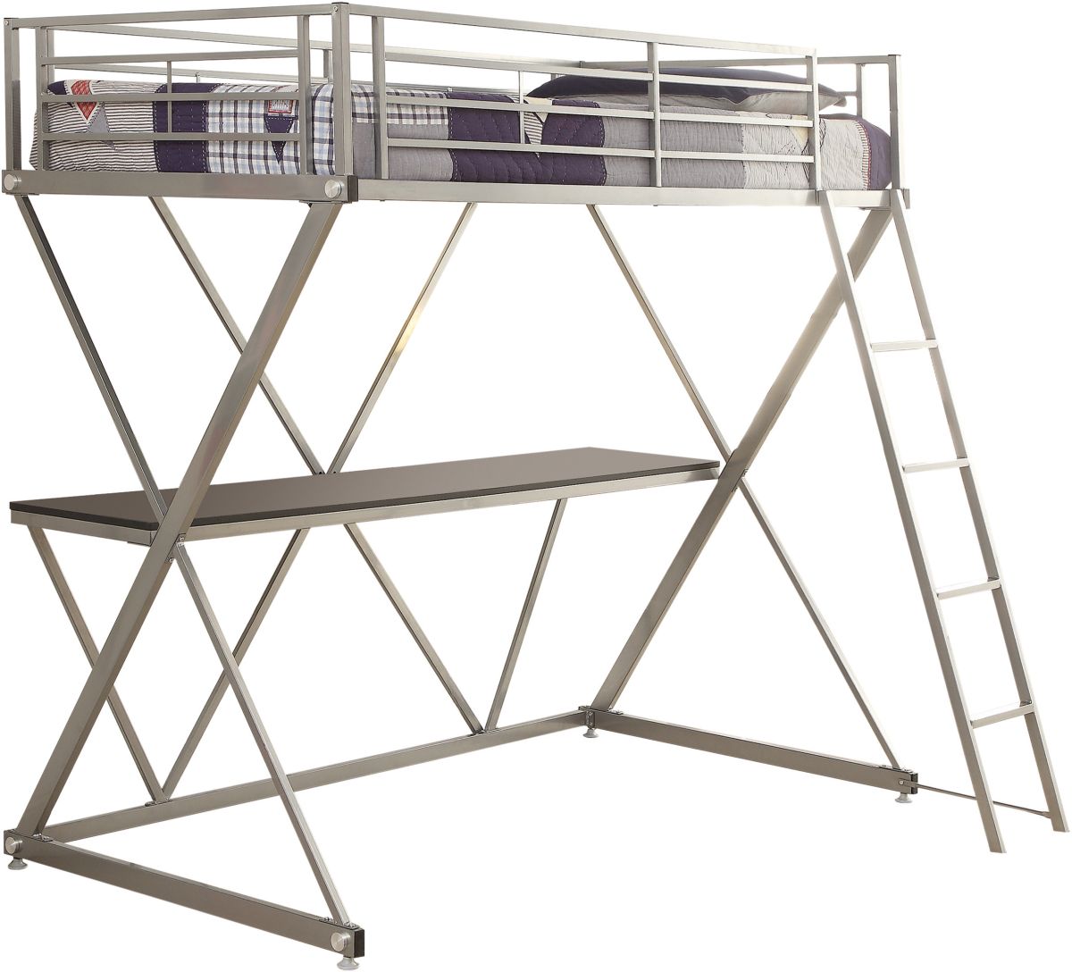 Coaster Hyde Silver Twin Workstation Loft Bed