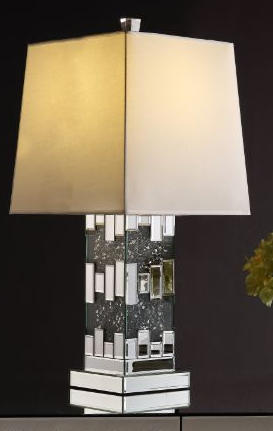 ACME Furniture Noralie Mirrored Table Lamp with Faux Diamond Panels ...