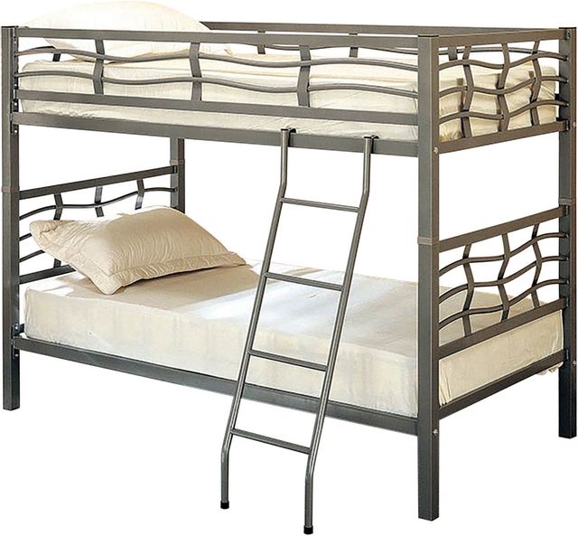 Coaster® Fairfax Light Gunmetal Twin Over Twin Bunk Bed With Ladder