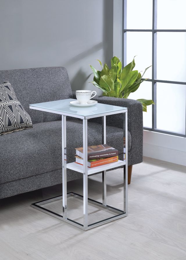Coaster®  Chrome And White1-Shelf Accent Table 4