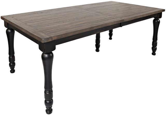 Jofran Inc. Madison County Brown Rectangle Extension Table with Vintage Black Base-0