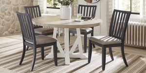 Hilton Head White Round Dining Table and 4 Graphite Chairs