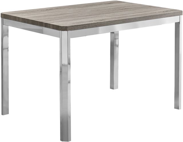 Monarch Specialties Inc. Dark Taupe Top Dining Table with Chrome Base