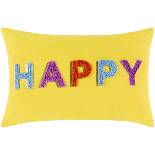 Surya Happy Bright Yellow 13" x 20" Toss Pillow with Polyester Insert