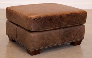 USA Premium Leather Furniture 9397 Ancient Brown All Leather Ottoman