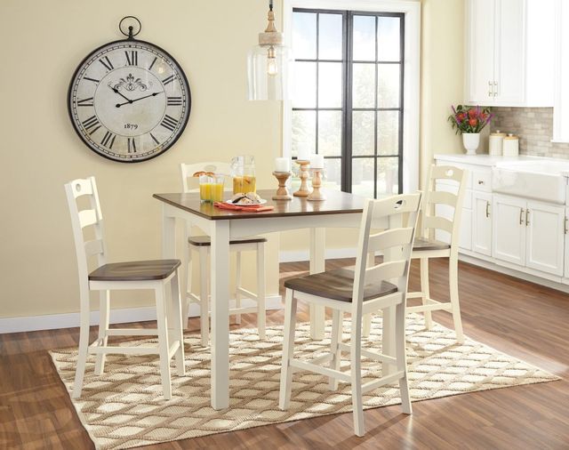 Signature Design by Ashley® Woodanville 5-Piece Cream/Brown Counter Height Dining Set-3