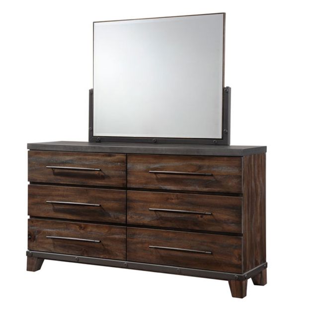 Austin Group Forge Six-Drawer Dresser and Mirror-0
