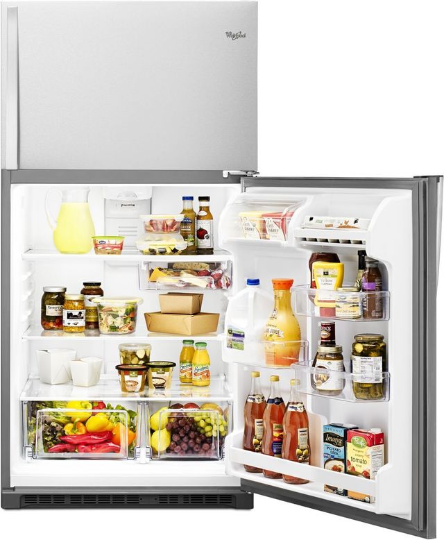 Whirlpool® 20.5 Cu. Ft. Monochromatic Stainless Steel Top Freezer Refrigerator 20