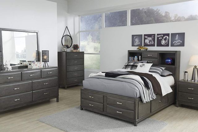 Signature Design by Ashley® Caitbrook Gray Queen Storage Bed with 8 Drawers 23