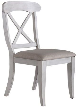 Liberty Ocean Isle Antique White/Grey Upholstered X-Back Side Chair